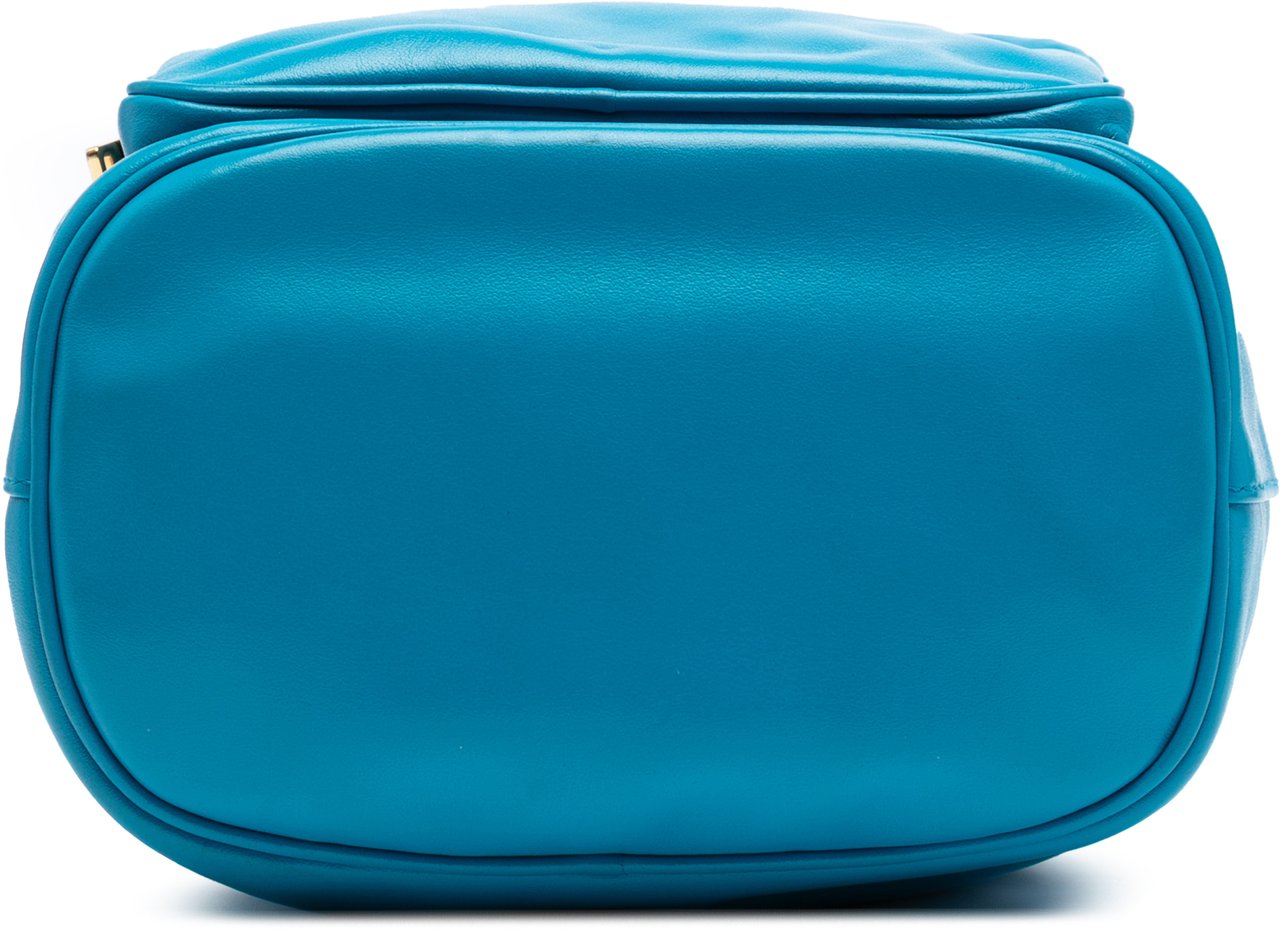 Prada Mini Soft Calf Drawstring Bucket Bag Blauw