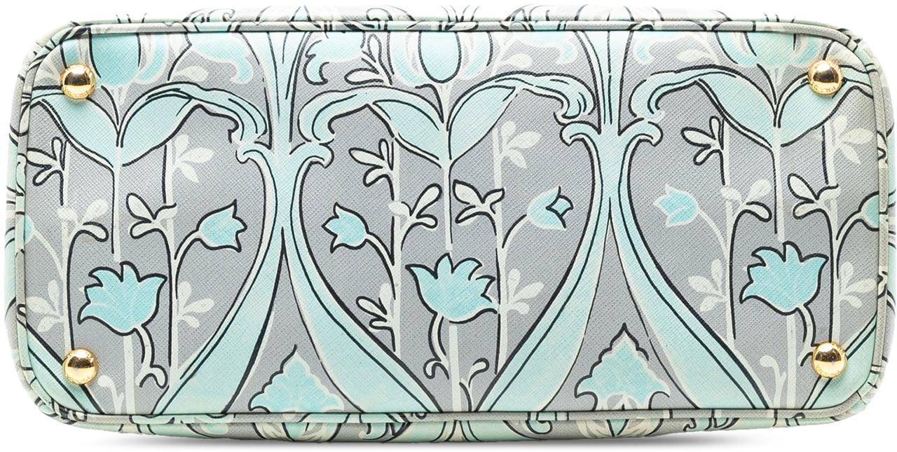 Prada Medium Saffiano Floral Print Galleria Satchel Groen