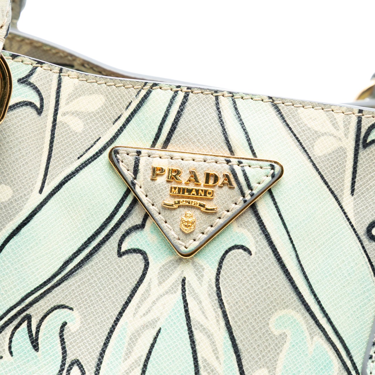 Prada Medium Saffiano Floral Print Galleria Satchel Groen