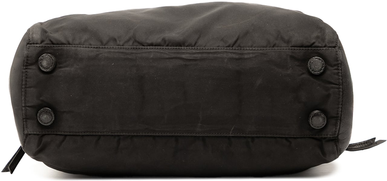 Prada Vitello Trimmed Tessuto Pockets Tote Zwart