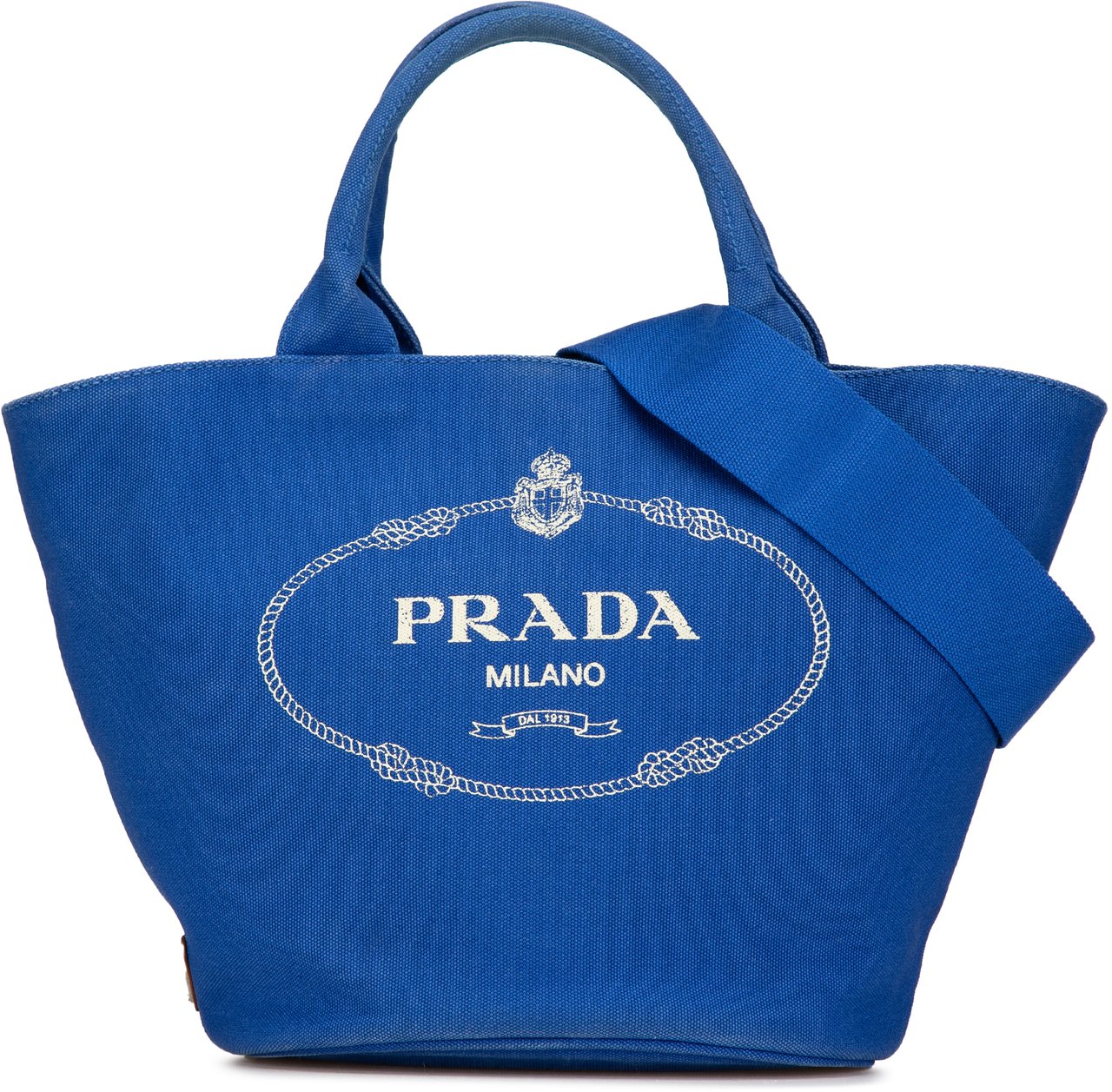 Prada Canvas Canapa Logo Satchel Blauw