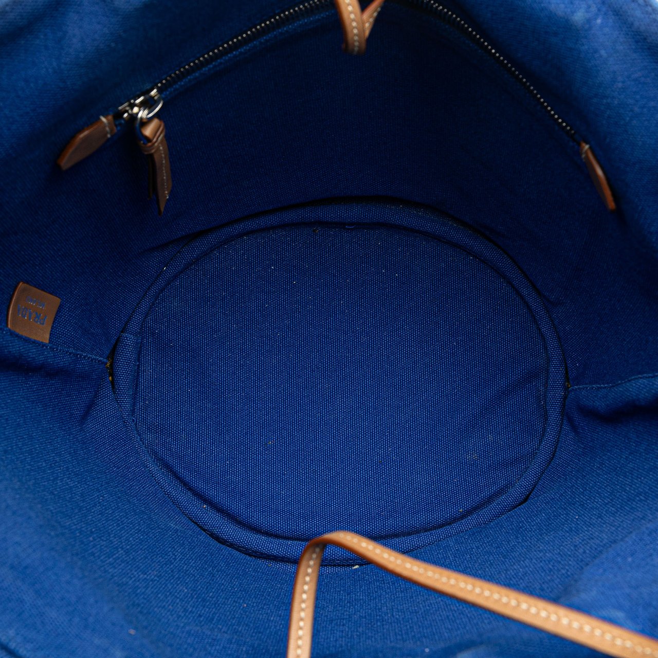 Prada Canvas Canapa Logo Satchel Blauw