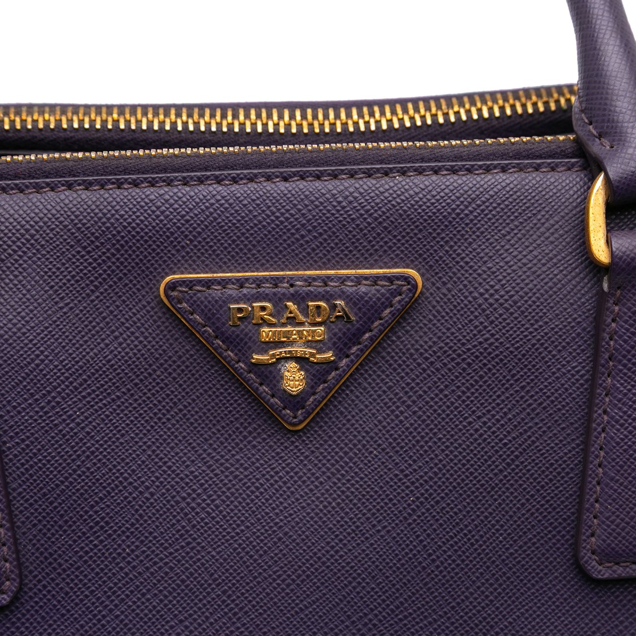 Prada Medium Saffiano Lux Galleria Double Zip Satchel Paars