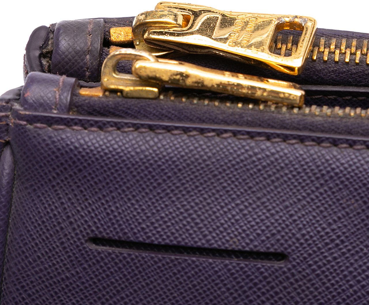 Prada Medium Saffiano Lux Galleria Double Zip Satchel Paars