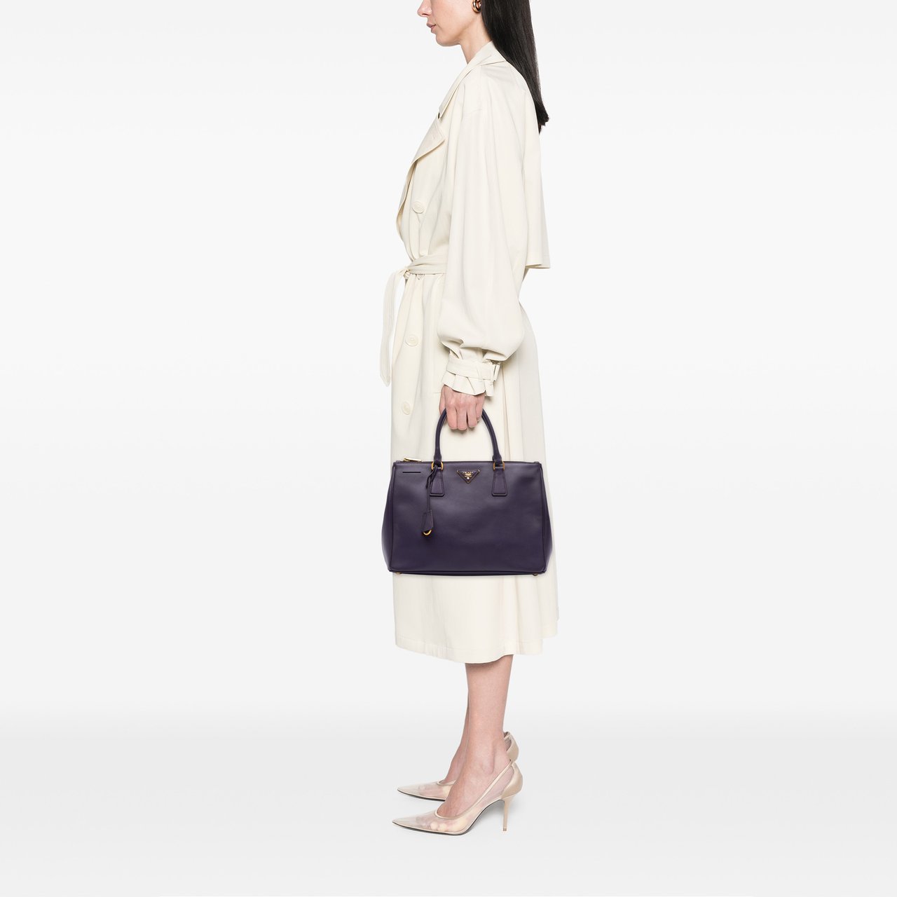 Prada Medium Saffiano Lux Galleria Double Zip Satchel Paars