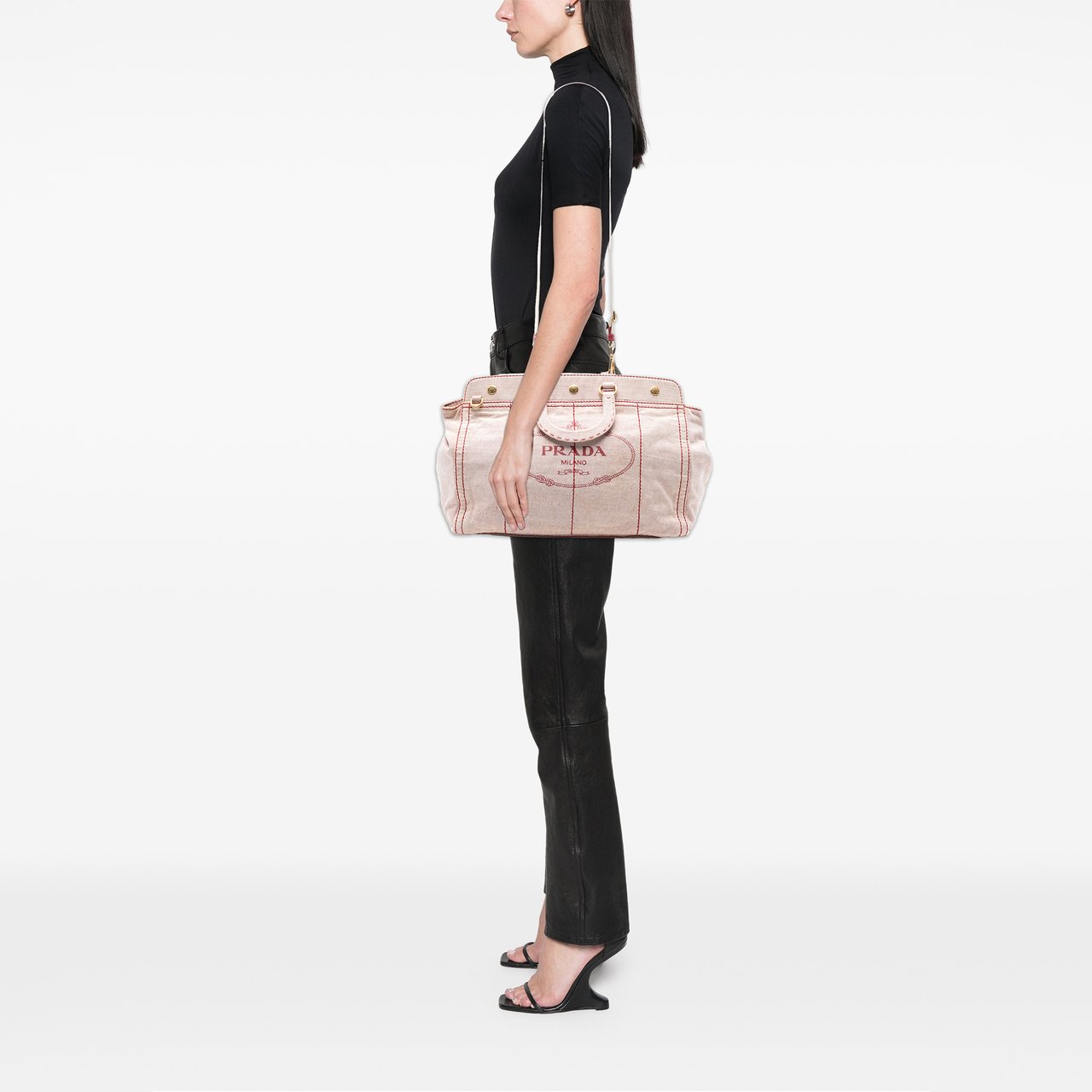 Prada Canvas Canapa Logo Satchel Bruin