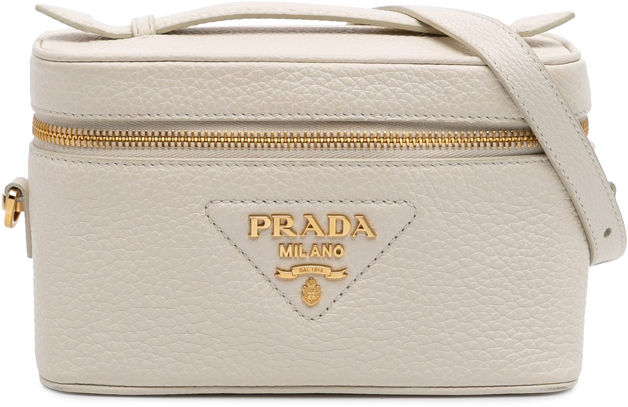 Prada Mini Vitello Daino Vanity Bag Wit