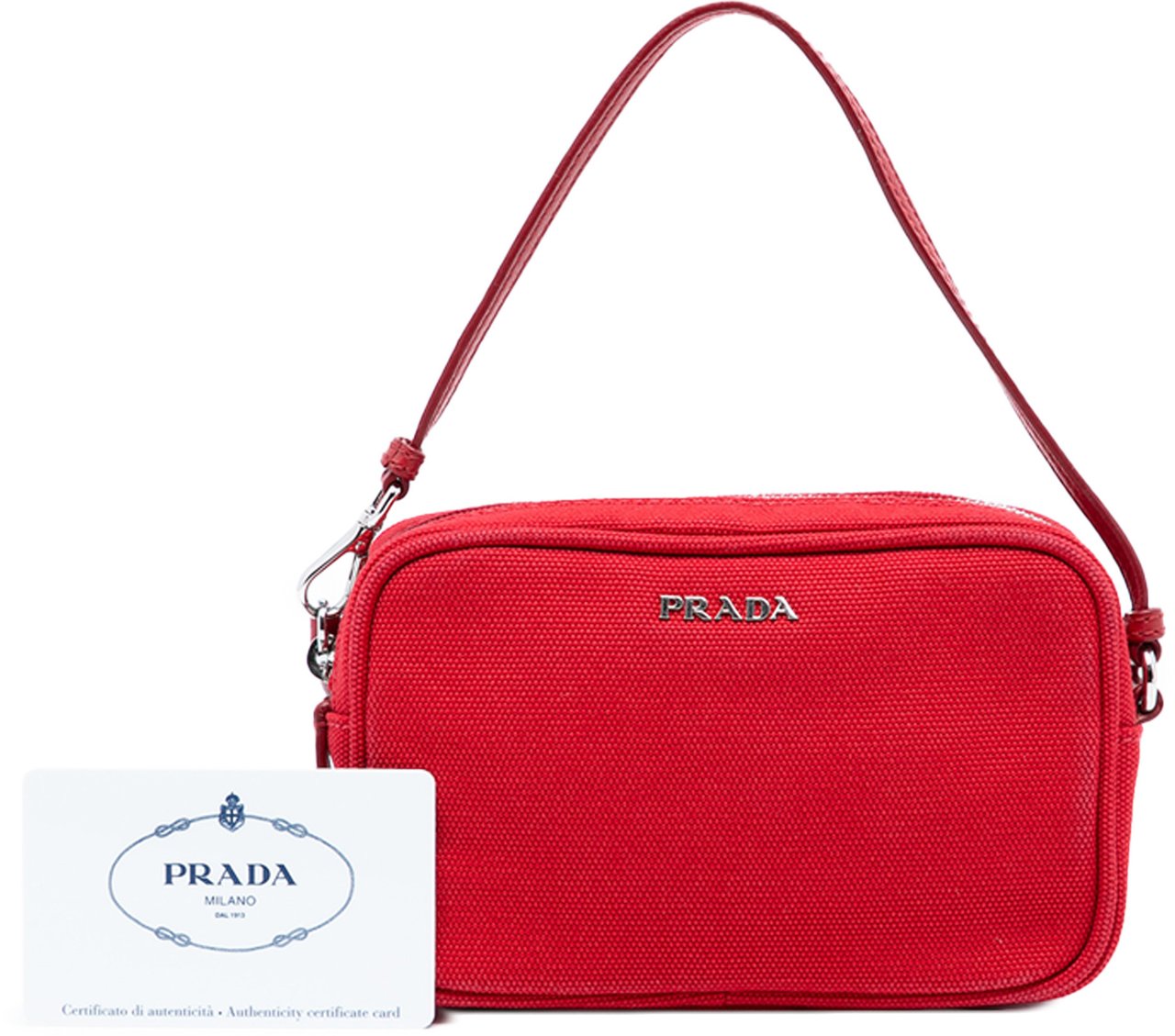 Prada Canvas Canapa Pouch Rood