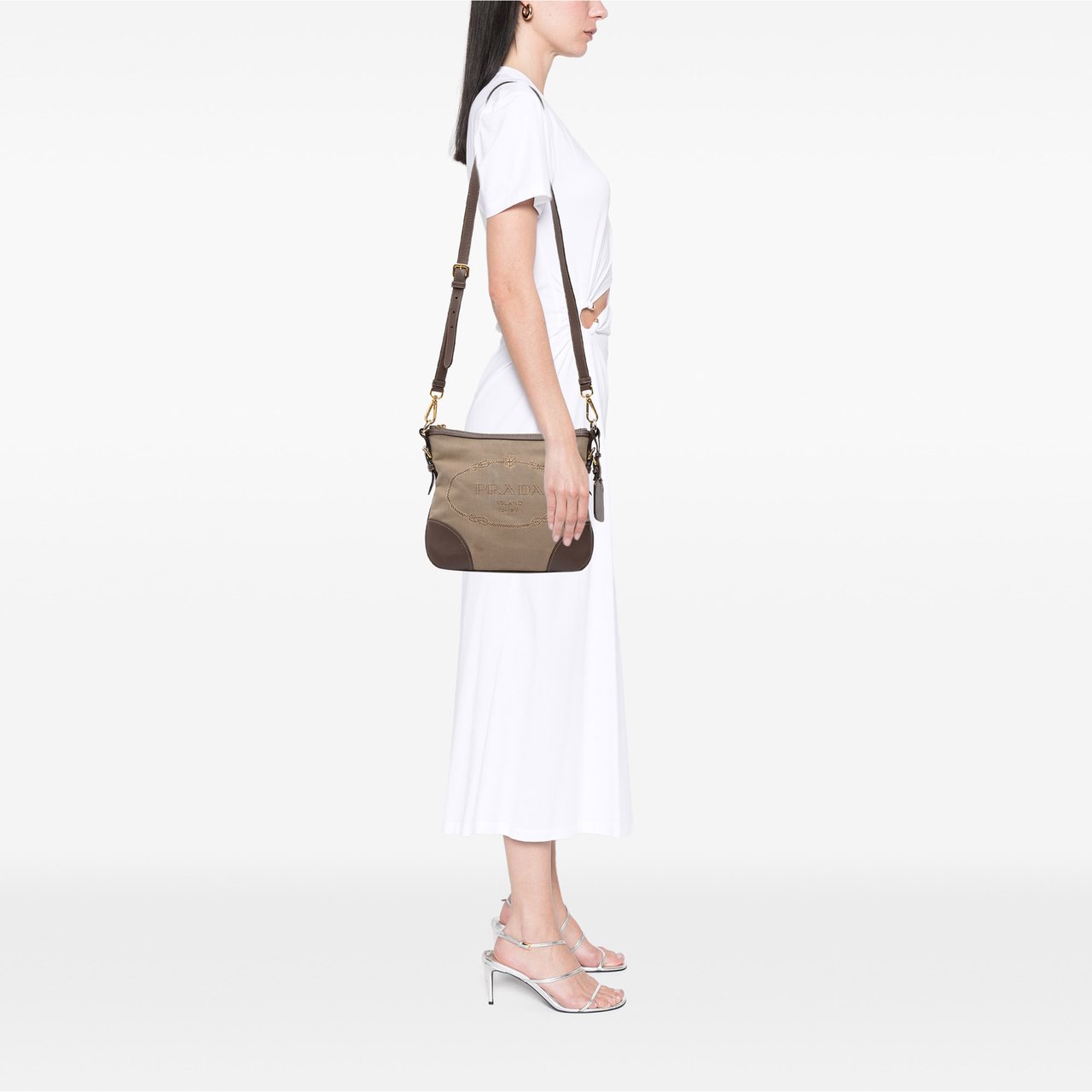 Prada Canvas Canapa Logo Crossbody Bruin
