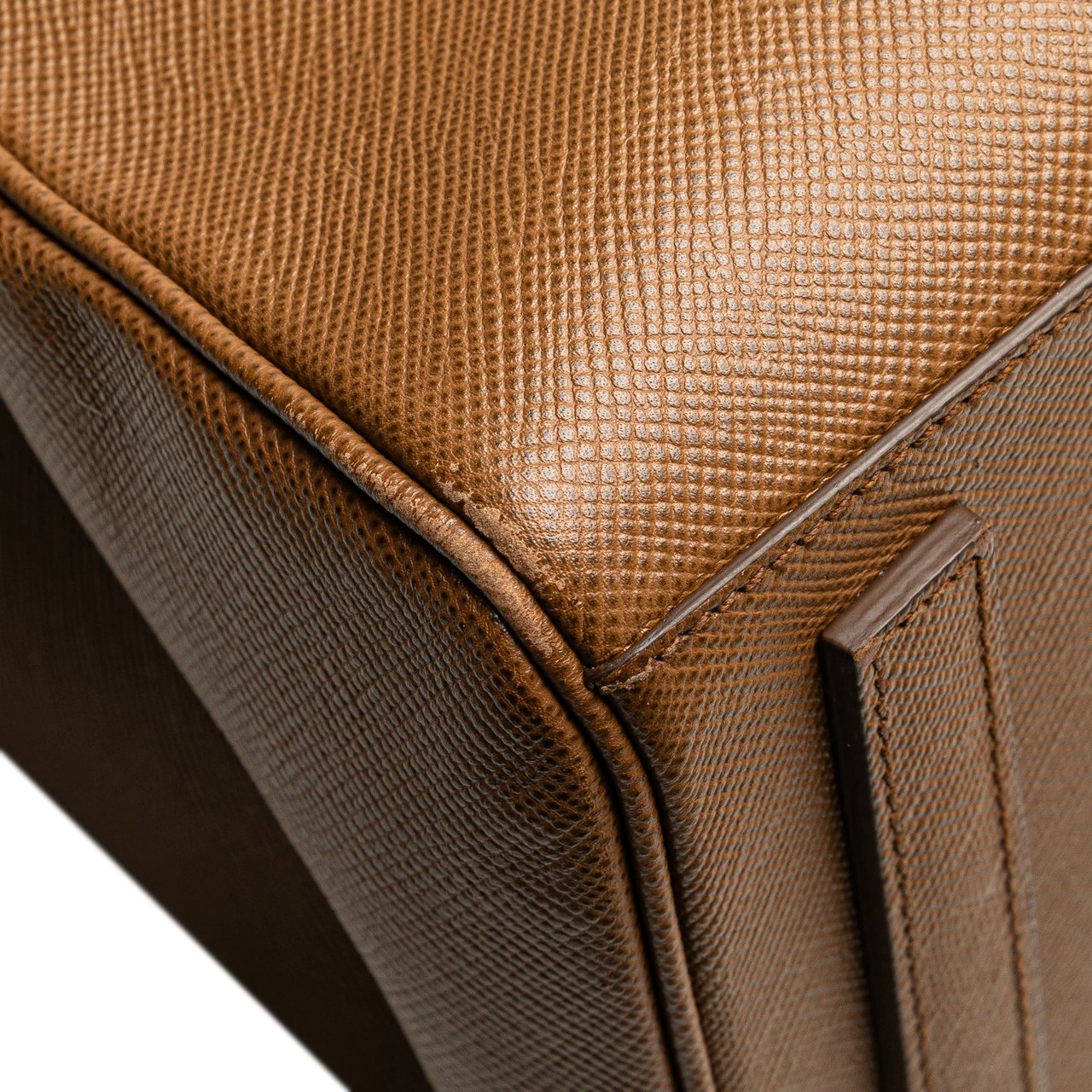 Prada Saffiano Lux Double Handle Shopping Tote Bruin