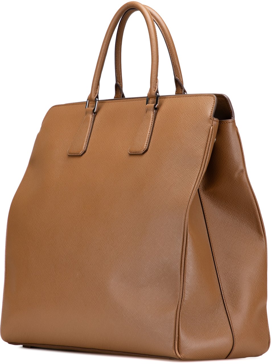 Prada Saffiano Lux Double Handle Shopping Tote Bruin