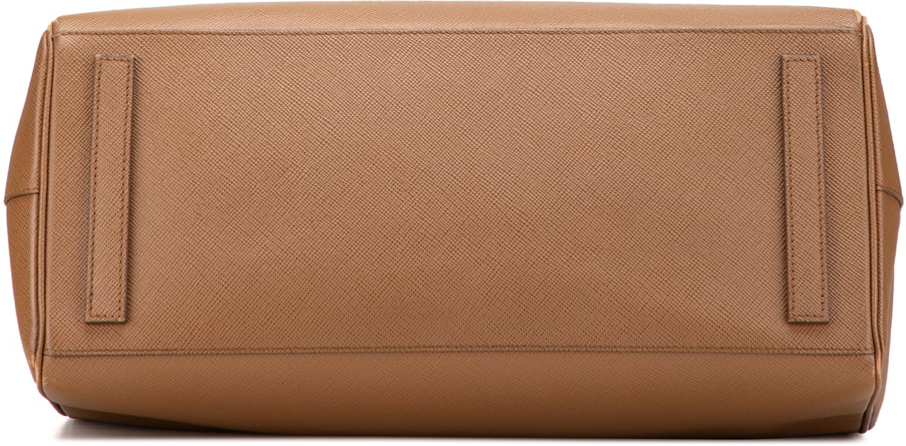 Prada Saffiano Lux Double Handle Shopping Tote Bruin