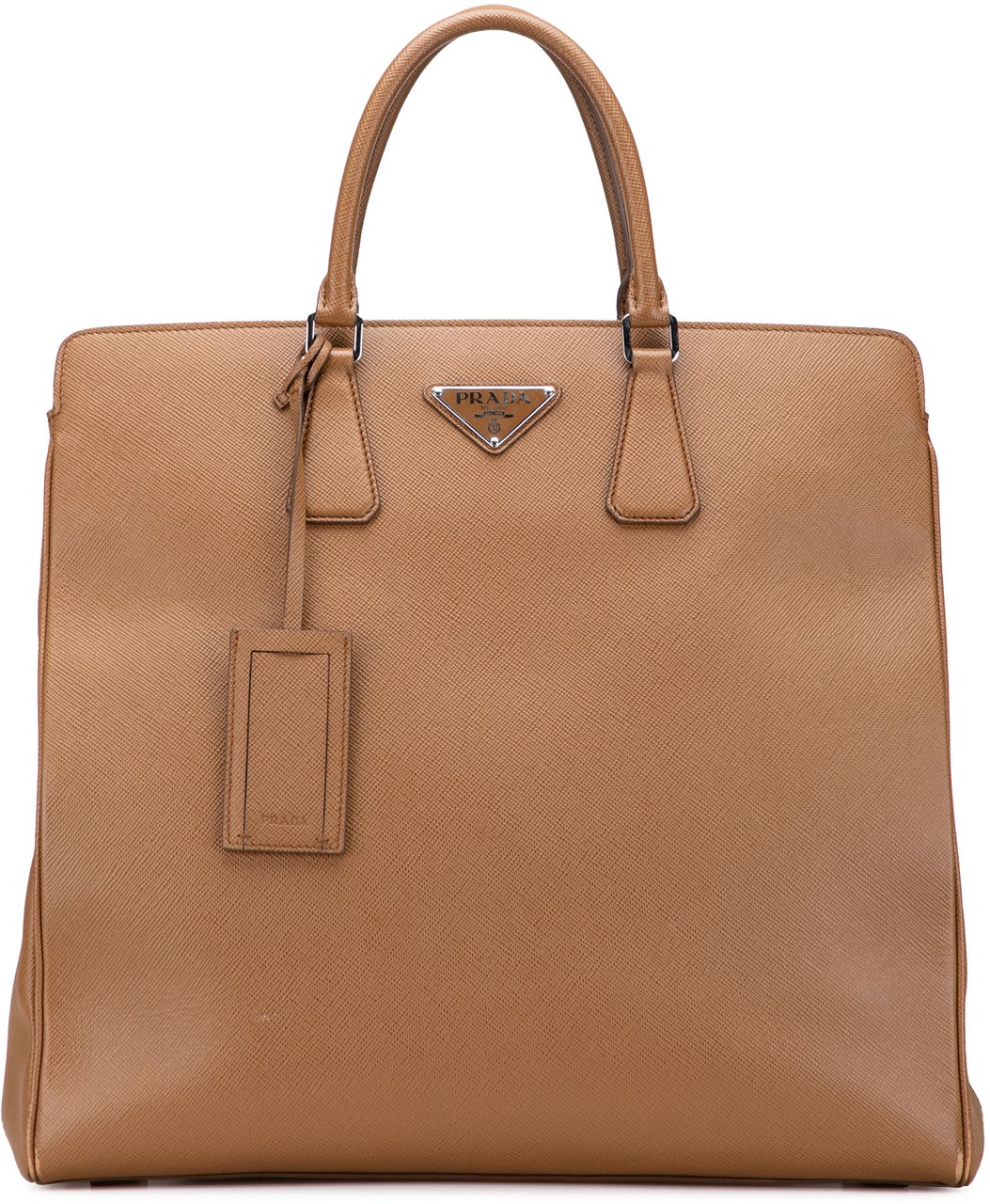 Prada Saffiano Lux Double Handle Shopping Tote Bruin