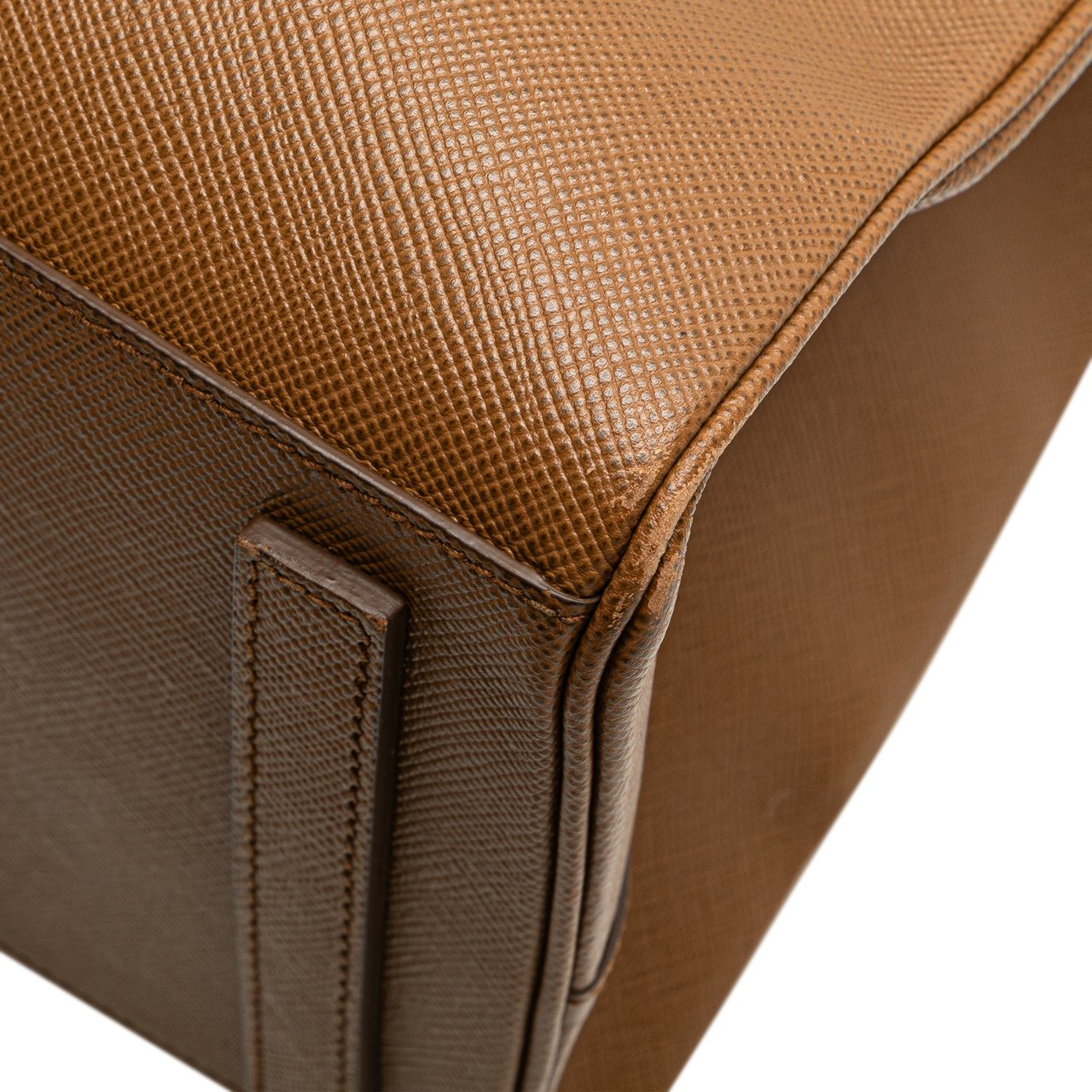 Prada Saffiano Lux Double Handle Shopping Tote Bruin