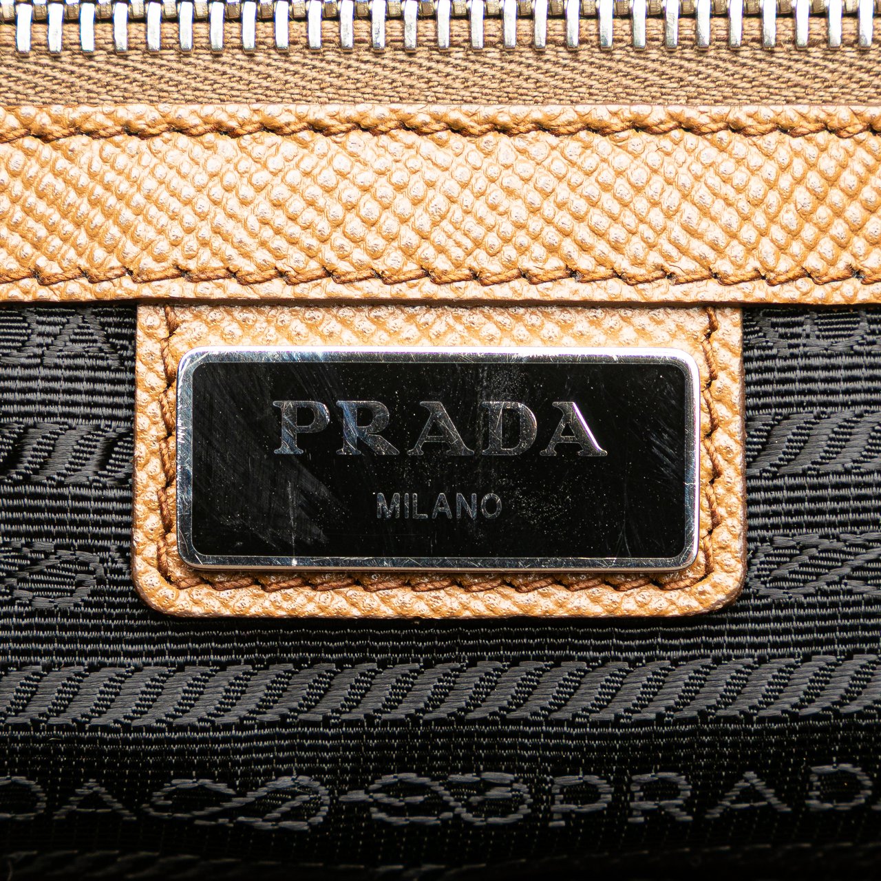 Prada Saffiano Lux Double Handle Shopping Tote Bruin
