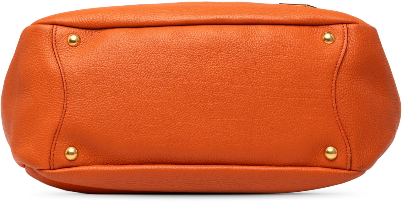 Prada Vitello Daino Side Pocket Shoulder Bag Oranje