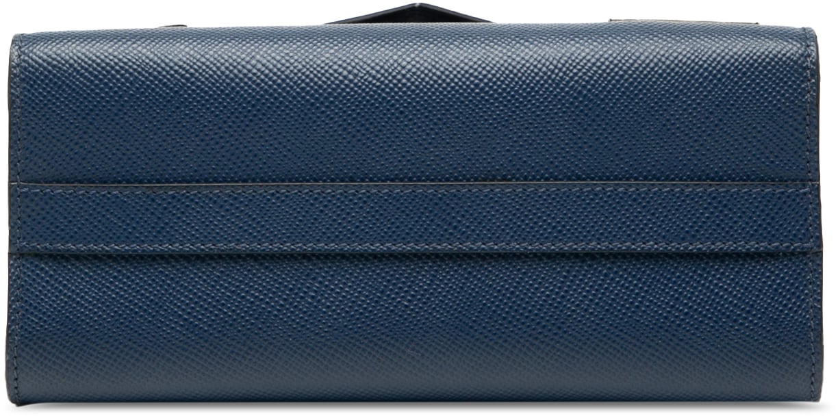 Prada Saffiano Cuir Monochrome Robot Patches Envelope Chain Flap Blauw