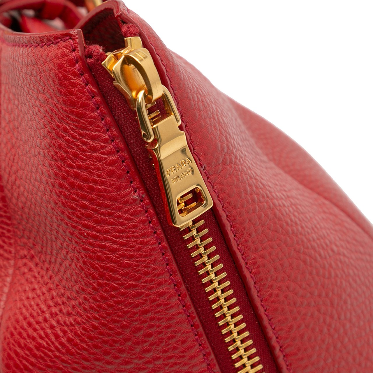 Prada Vitello Daino Side Zip Convertible Tote Rood