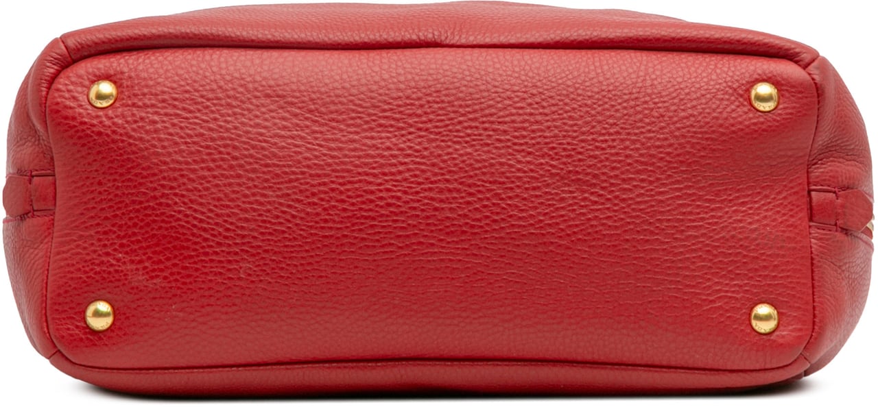 Prada Vitello Daino Side Zip Convertible Tote Rood