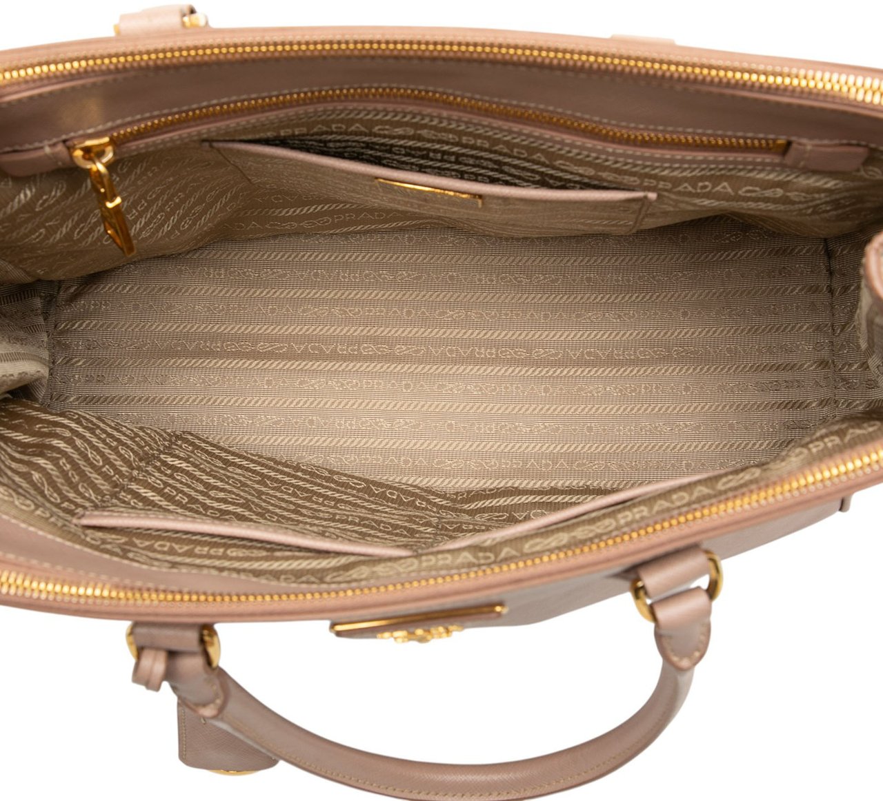 Prada Medium Saffiano Lux Galleria Double Zip Satchel Bruin