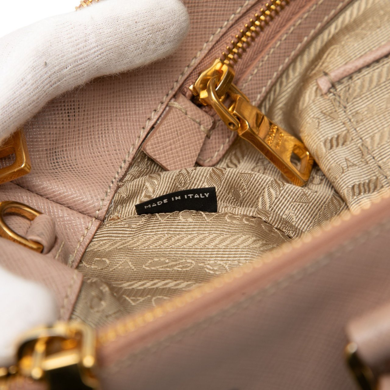 Prada Medium Saffiano Lux Galleria Double Zip Satchel Bruin