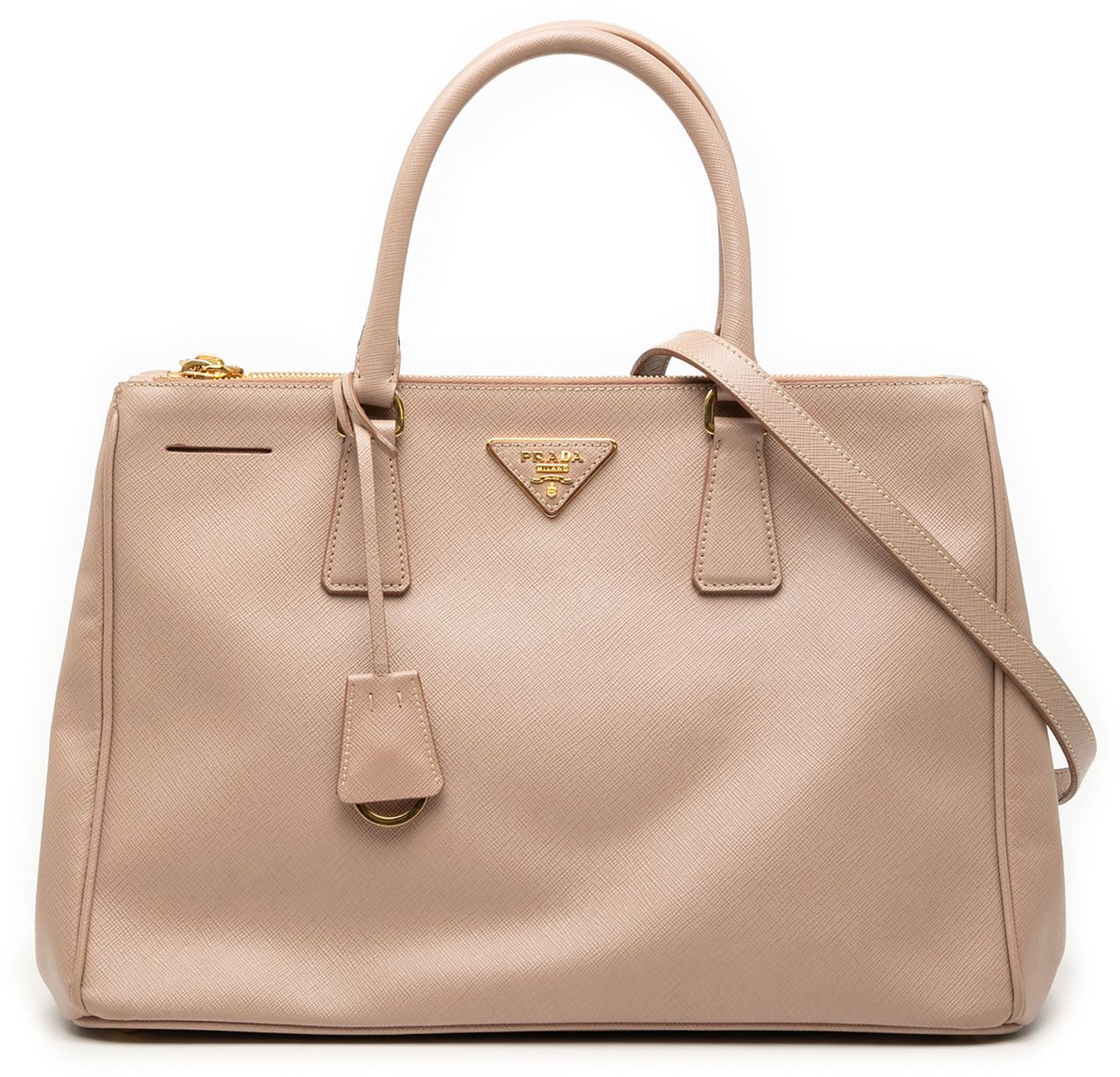 Prada Medium Saffiano Lux Galleria Double Zip Satchel Bruin