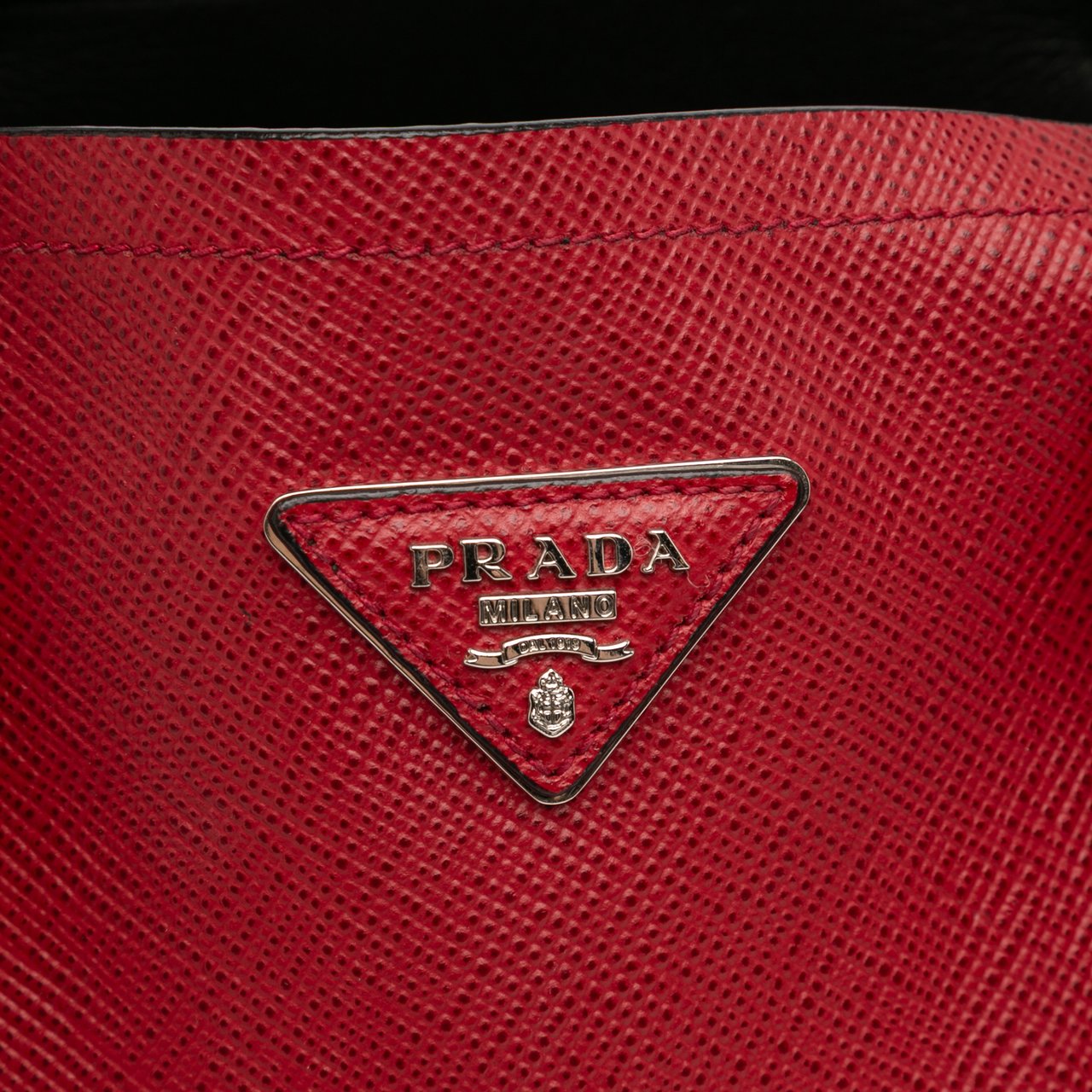 Prada Small Saffiano Cuir Double Handle Satchel Rood