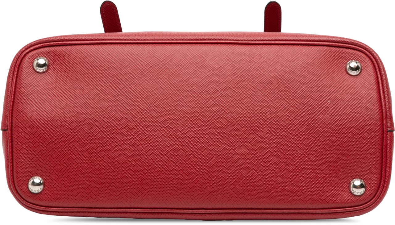 Prada Small Saffiano Cuir Double Handle Satchel Rood