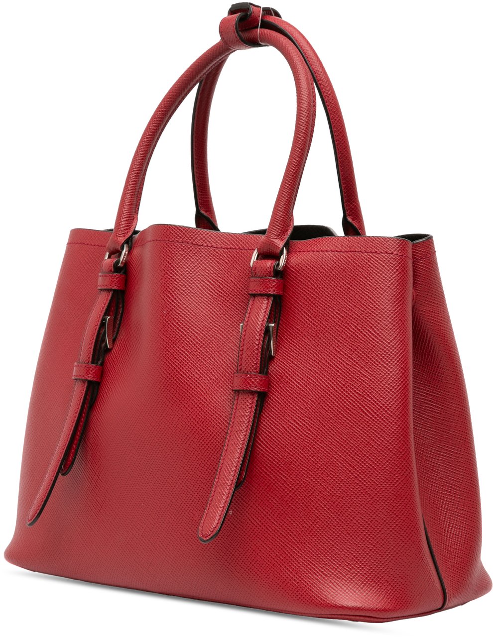 Prada Small Saffiano Cuir Double Handle Satchel Rood