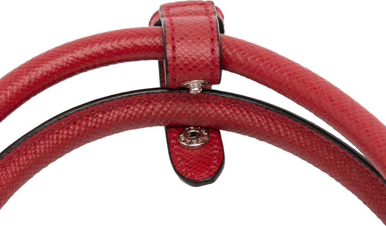 Prada Small Saffiano Cuir Double Handle Satchel Rood