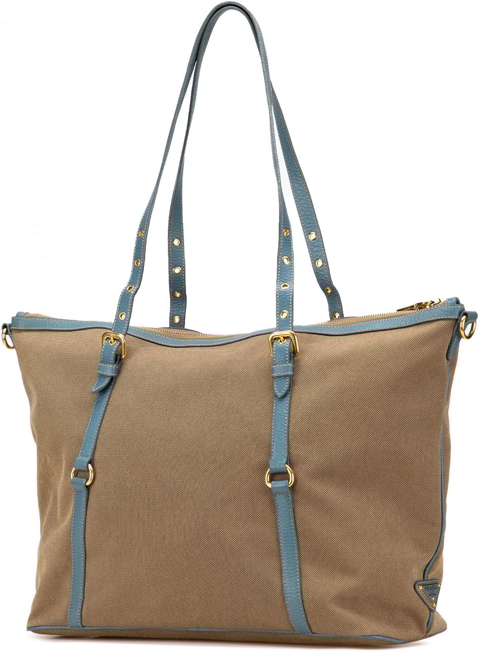 Prada Canvas Canapa Logo Satchel Bruin