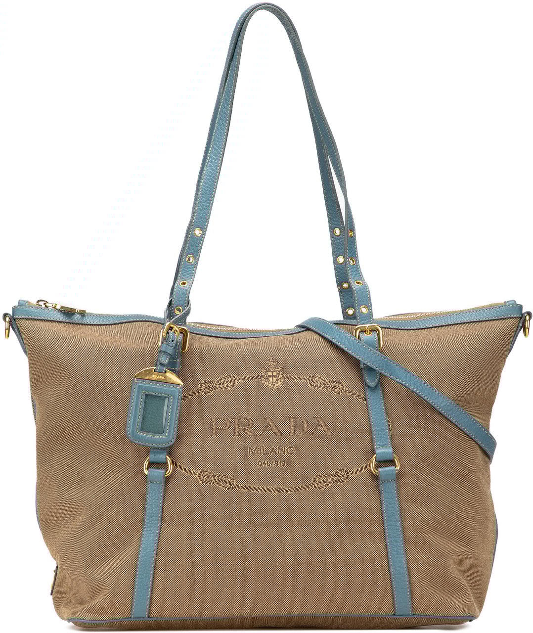 Prada Canvas Canapa Logo Satchel Bruin