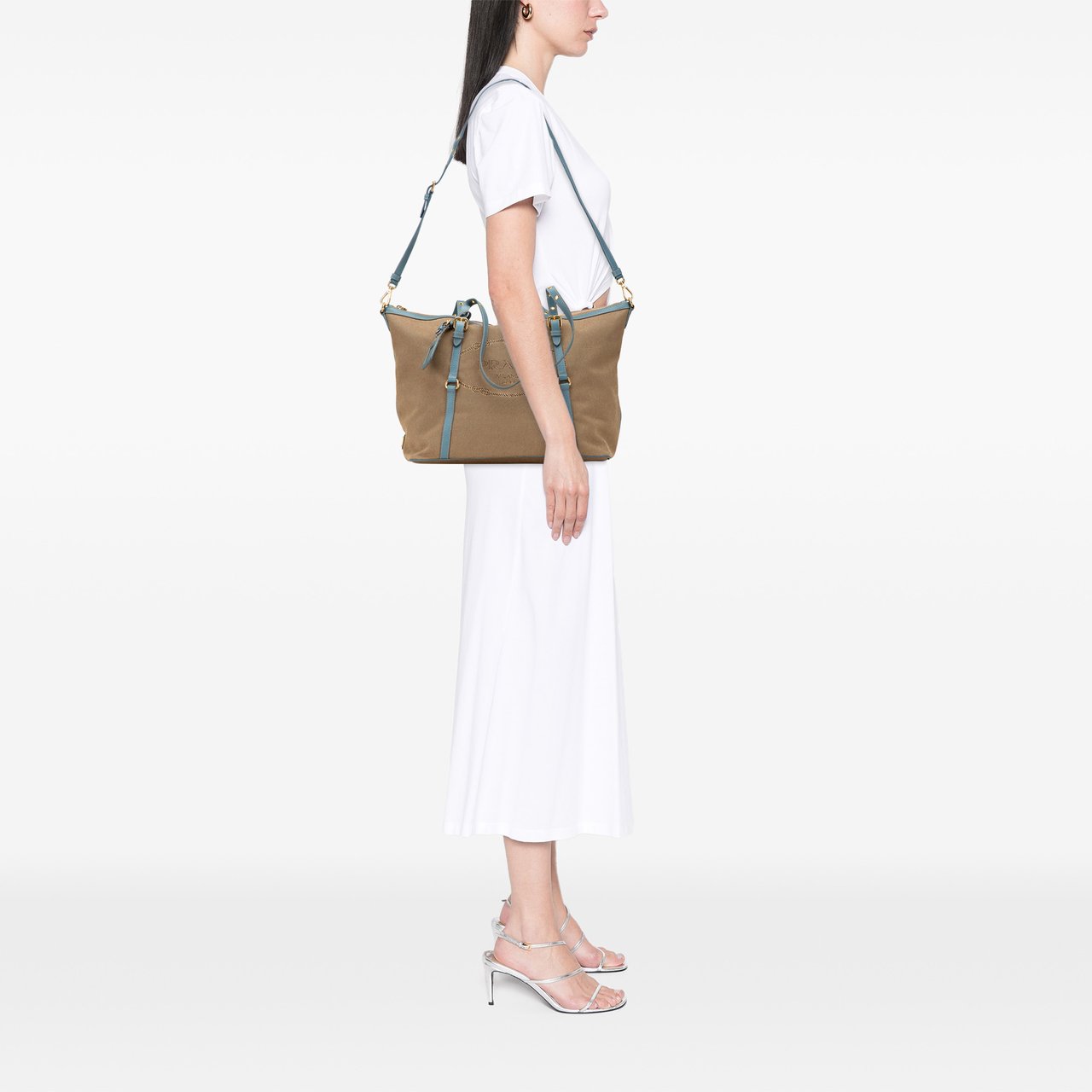 Prada Canvas Canapa Logo Satchel Bruin