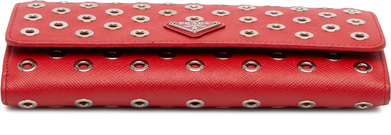 Prada Saffiano Grommet Wallet Rood