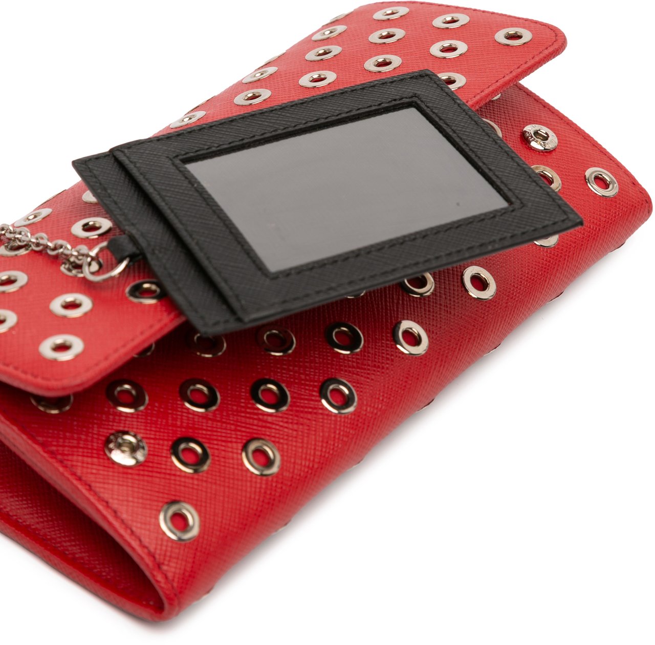 Prada Saffiano Grommet Wallet Rood