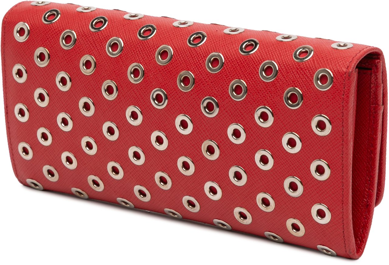 Prada Saffiano Grommet Wallet Rood