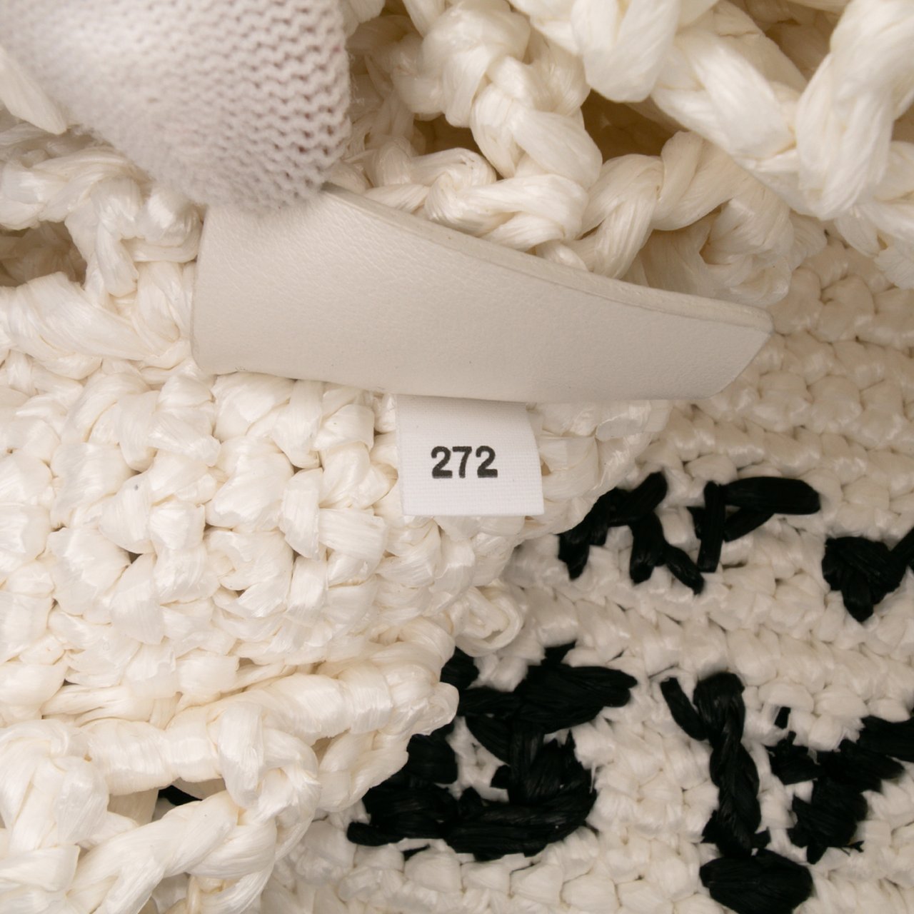 Prada Raffia Effect Crochet Logo Embroidered Tote Wit