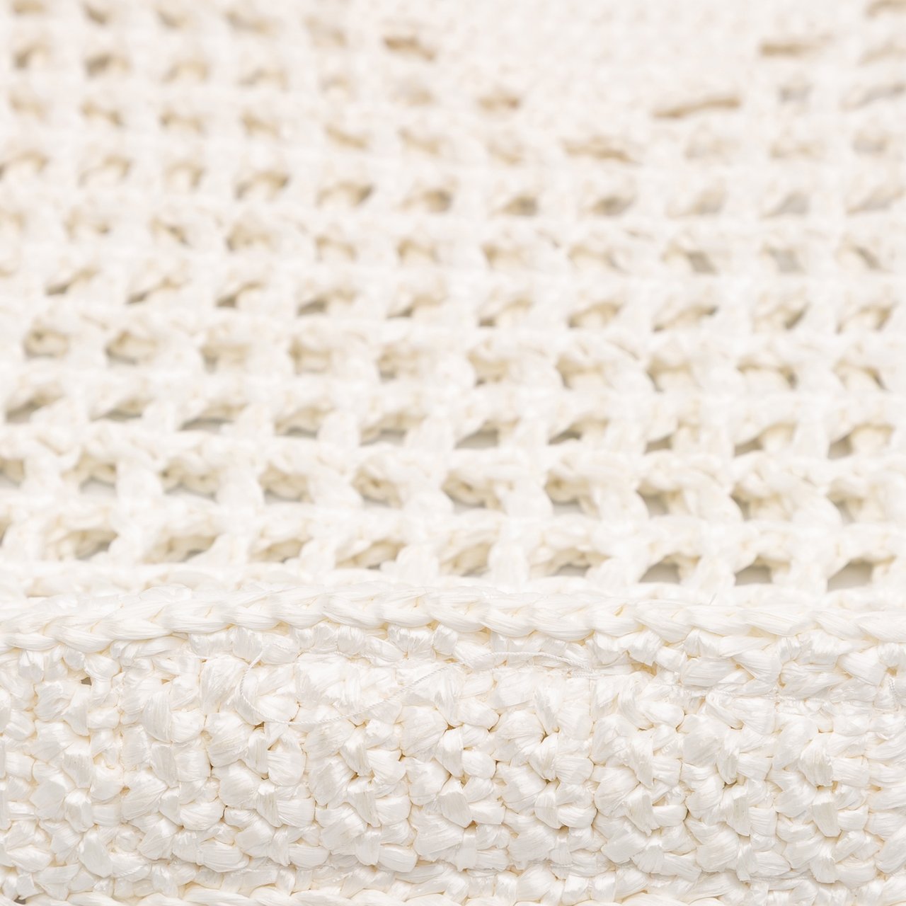 Prada Raffia Effect Crochet Logo Embroidered Tote Wit