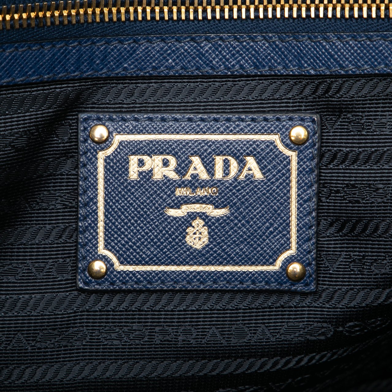 Prada Saffiano Double Zip Open Convertible Tote Blauw