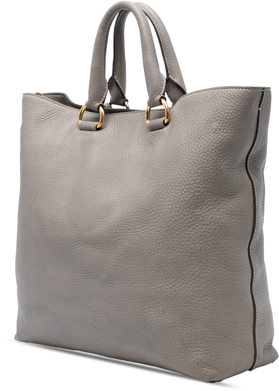 Prada Vitello Daino Open Convertible Tote Grijs