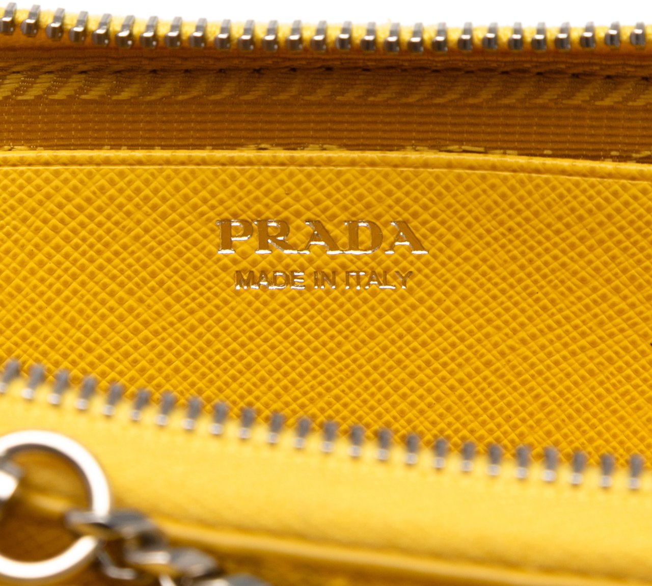 Prada Mini Saffiano Lux Double Triangle Satchel Geel