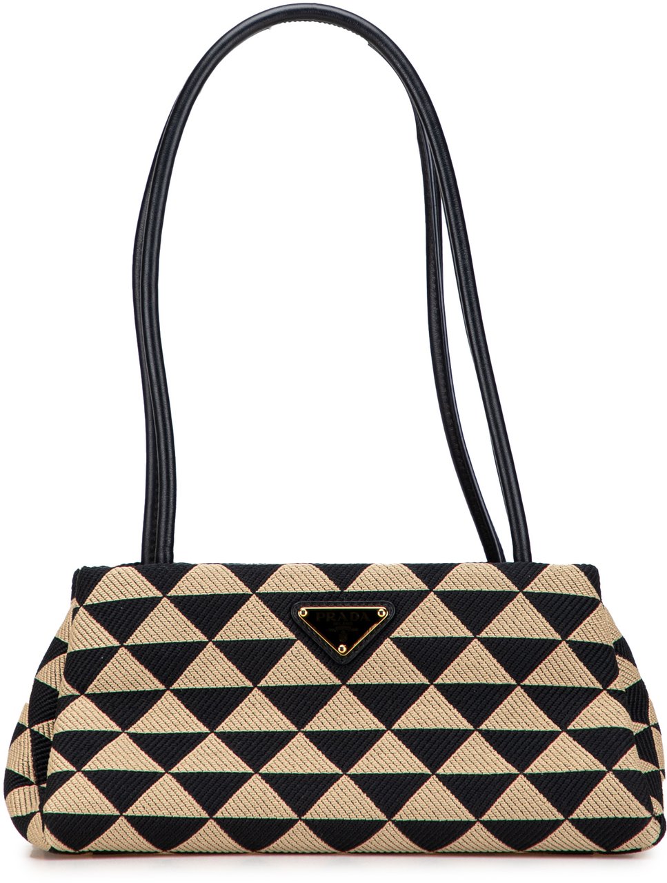 Prada Small Triangolo Symbole Jacquard Embroidered Shoulder Bag Bruin