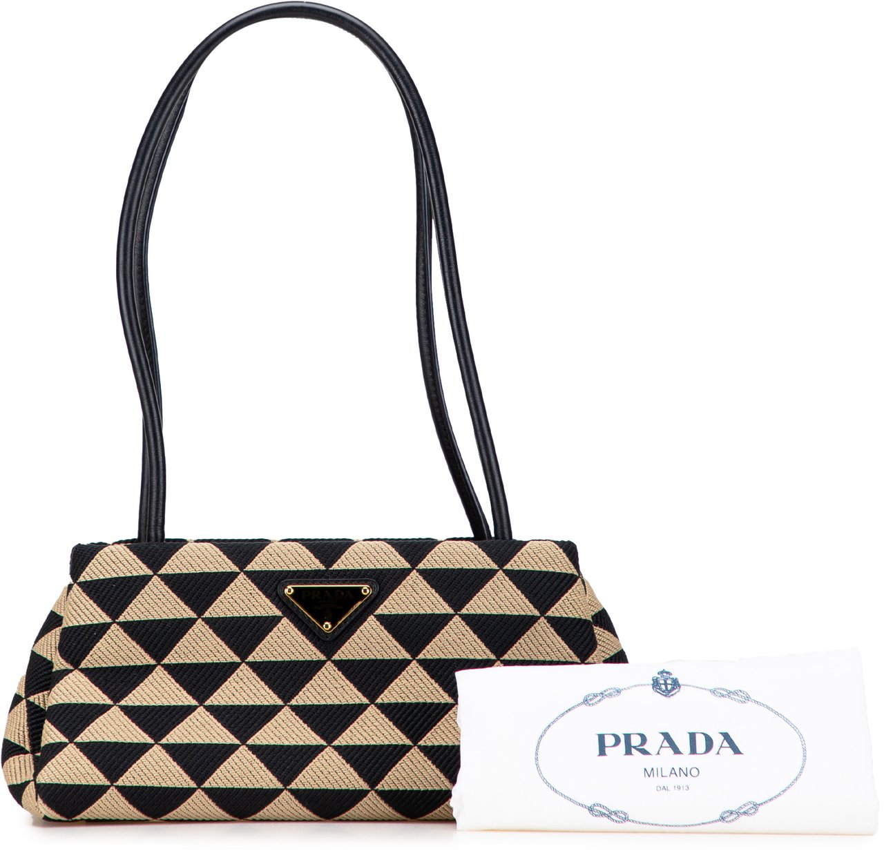 Prada Small Triangolo Symbole Jacquard Embroidered Shoulder Bag Bruin