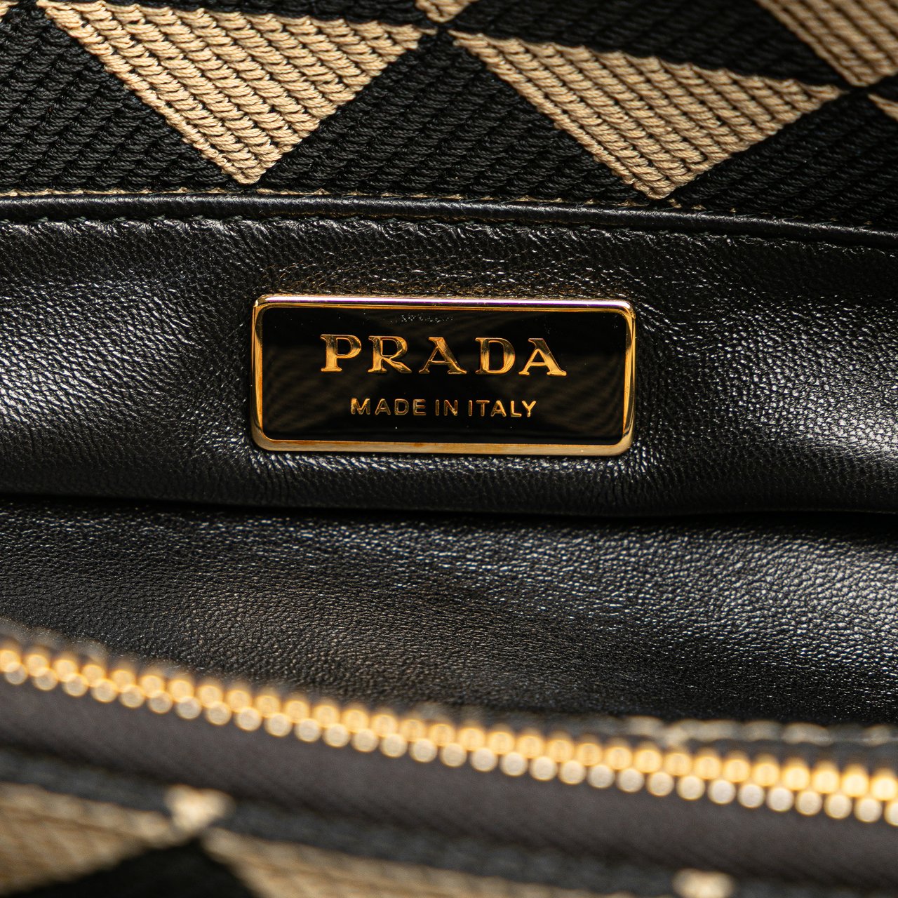 Prada Small Triangolo Symbole Jacquard Embroidered Shoulder Bag Bruin