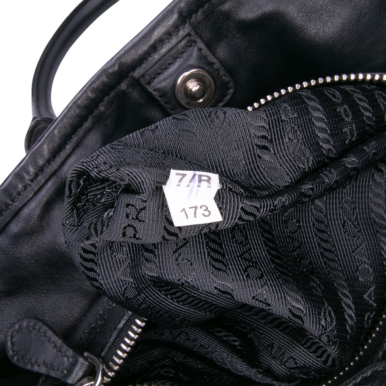 Prada Vitello Trimmed Tessuto Satchel Zwart