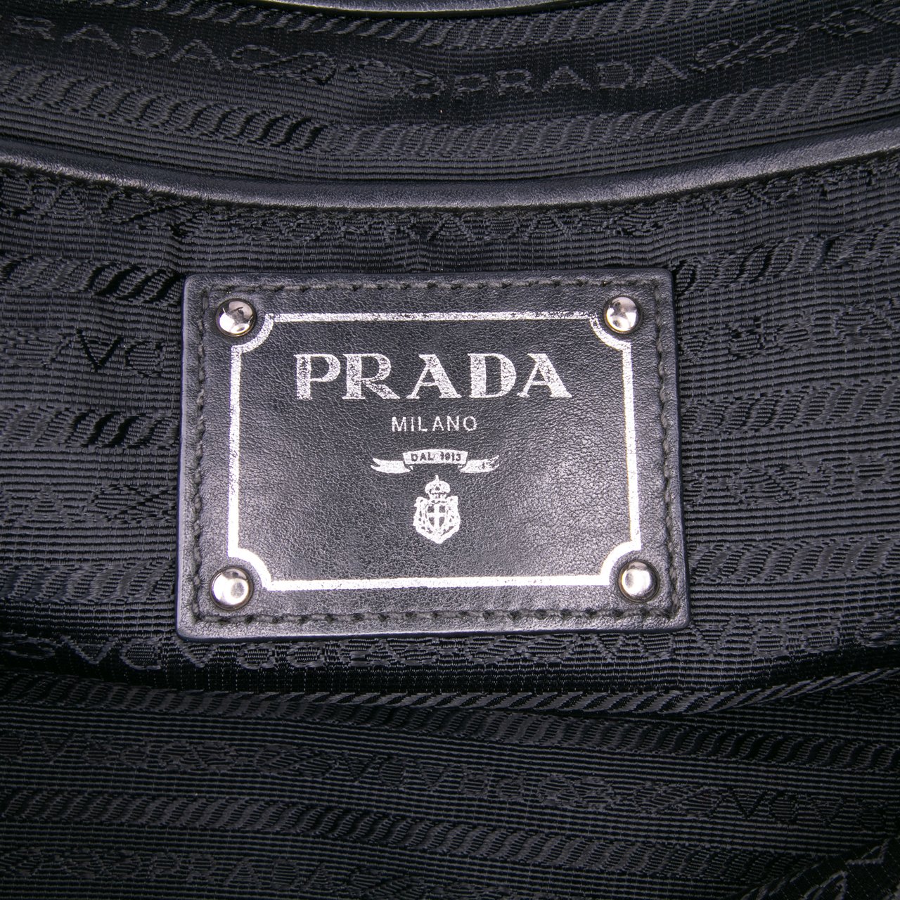Prada Vitello Trimmed Tessuto Satchel Zwart