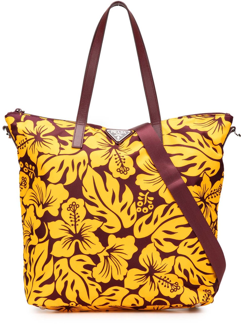 Prada Tessuto Stampato Tote Geel