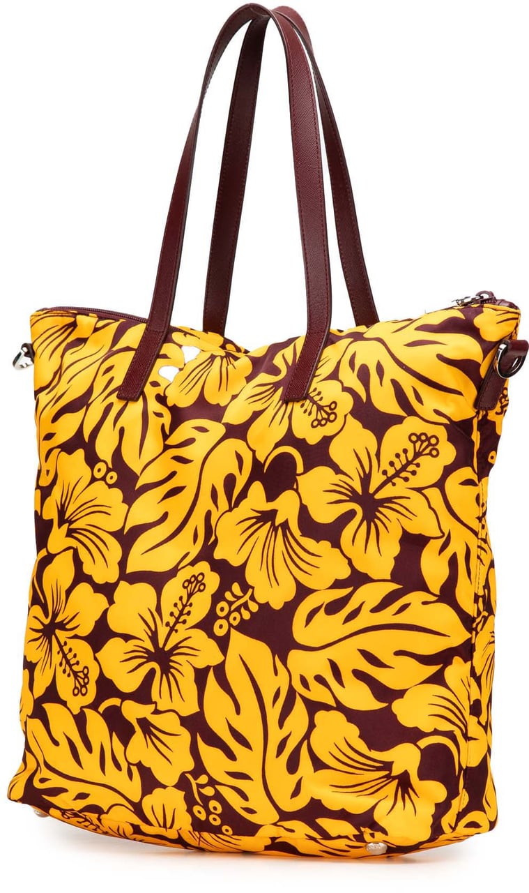Prada Tessuto Stampato Tote Geel