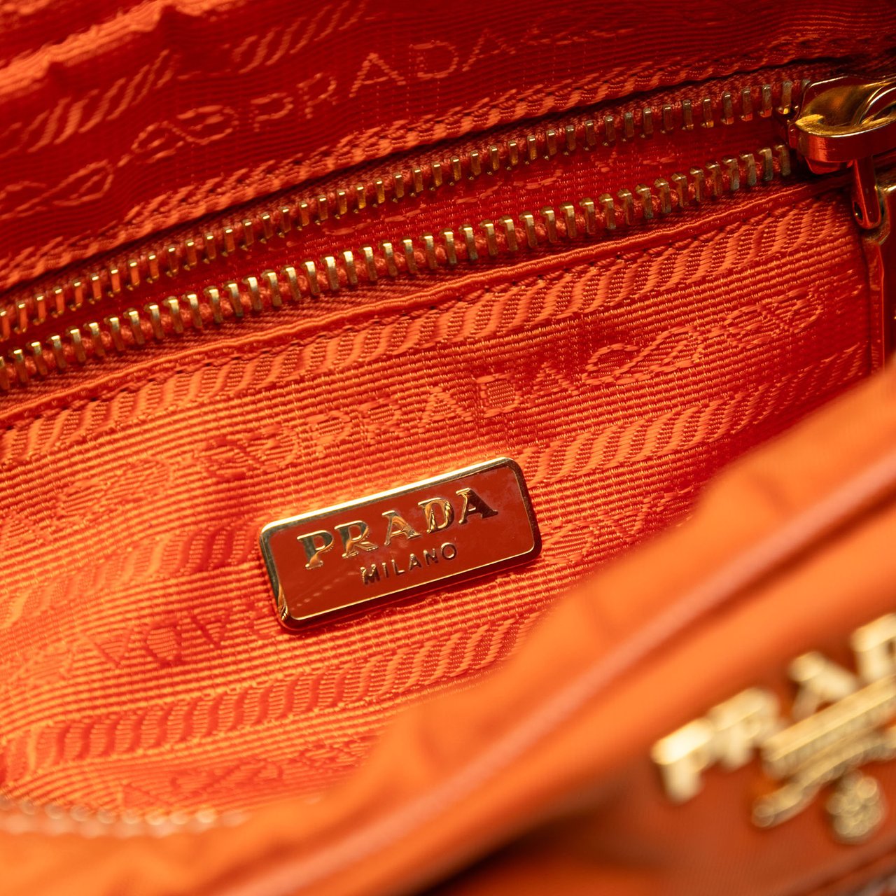 Prada Small Tessuto Front Pocket Camera Bag Oranje