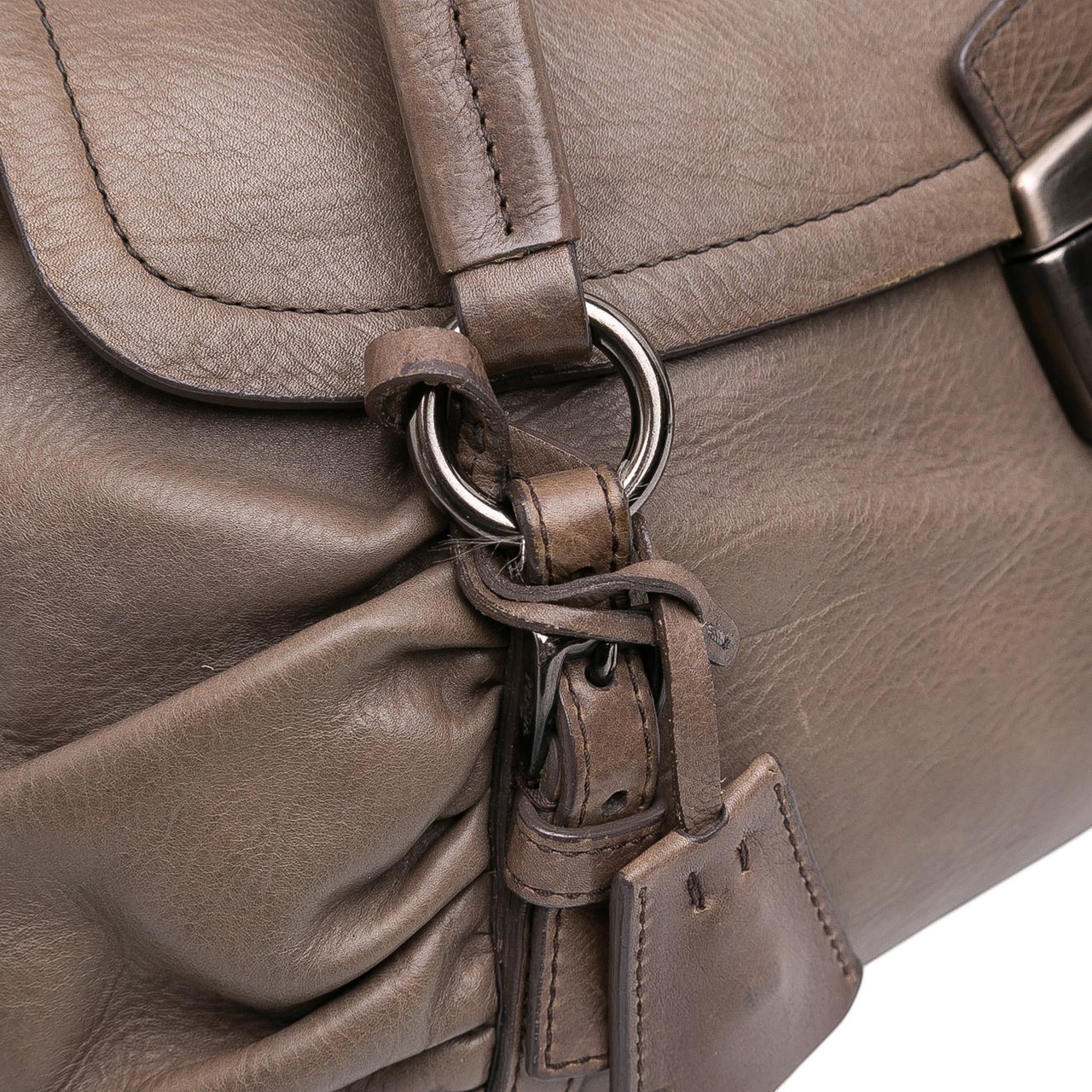 Prada Royal Calf Pushlock Shoulder Bag Bruin